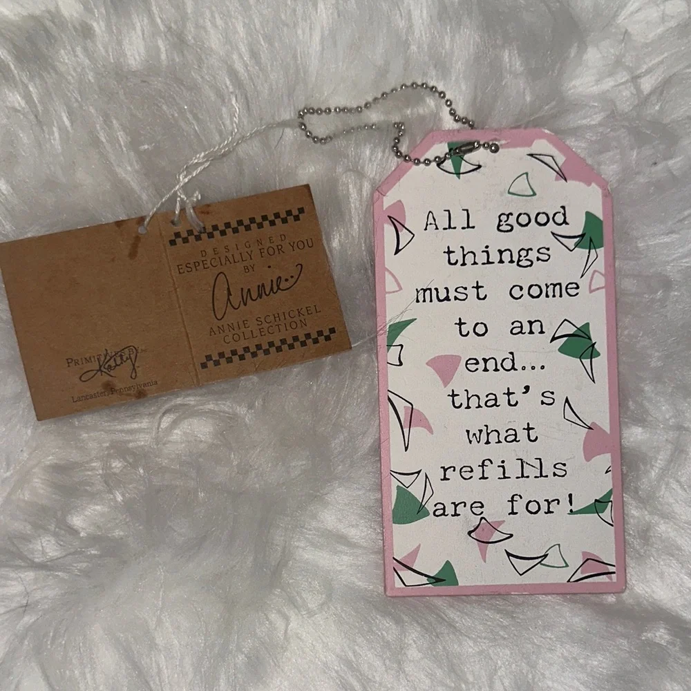 Primitives By Kathy Wine Tag Pink and White Inspirational‎ Tag